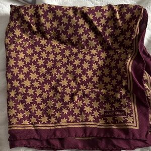 Giorgio Armani Maroon and Gold Star Pattern Pocket Square